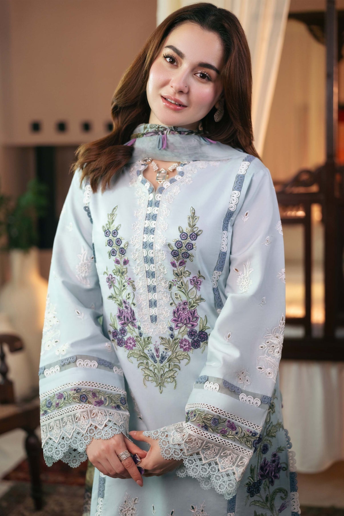 JADE Unstitched Dhanak Embroidered 3PC With Printed Shawl (SYT-121)