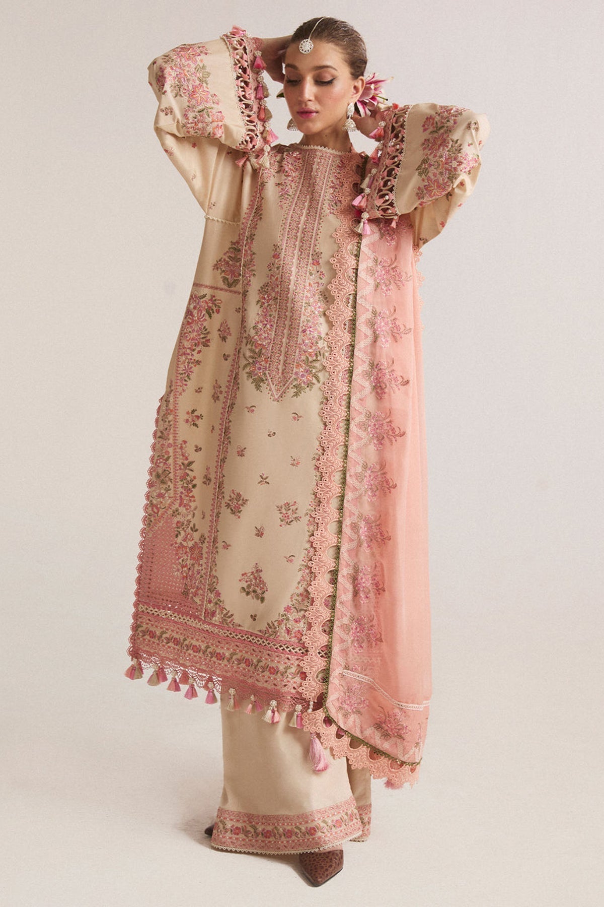 Hussain Rehar Unstitched Dhanak 3PC With Embroidered Shawl (SYT-116)