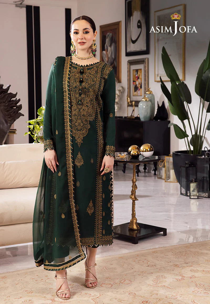 ASIM JOFA-3PC LAWN EMBROIDRED SHIRT WITH CHIFFON EMBROIDRED DUPATTA AND TROUSER-D-3609