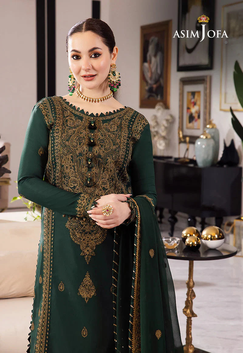 ASIM JOFA-3PC LAWN EMBROIDRED SHIRT WITH CHIFFON EMBROIDRED DUPATTA AND TROUSER-D-3609