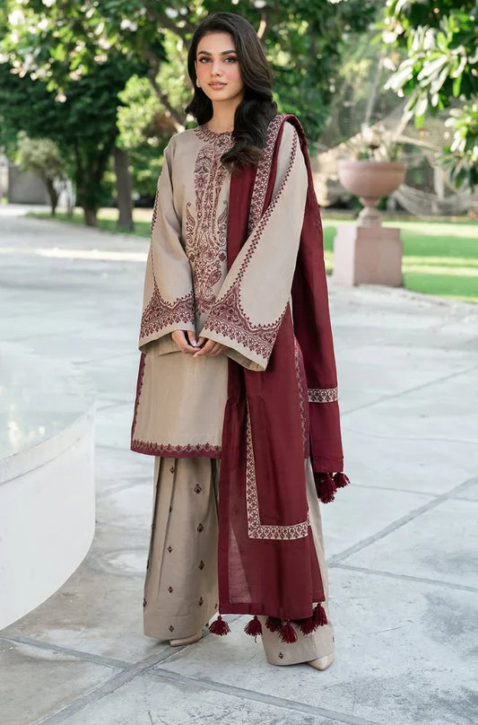 Baroque - 3PC Lawn Embroidered Shirt with Embroidered Chiffon Dupatta (Unstitched)