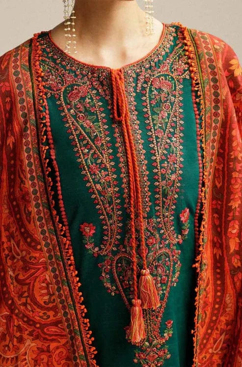Hussain Rehar Unstitched Dhanak 3PC With Printed Shawl (SYT-110)