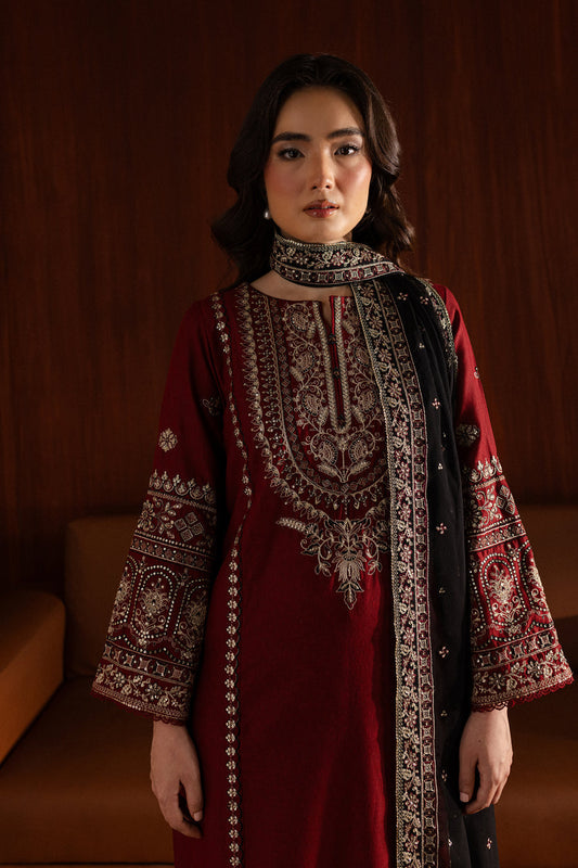 Batik - 3PC Dhanak Embroidered Shirt with Embroidered Dhanak Shawl (Unstitched)